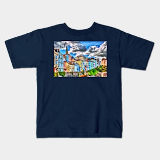 Tenby Town Houses, Dramatic, Pembrokeshire, Wales Kids T-Shirt